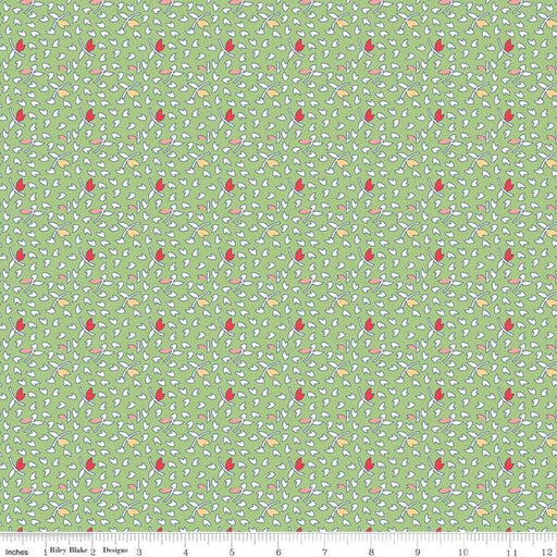 NEW! Lori Holt Vintage Happy 2 Fabric Collection - Per Yard - Vintage Happy 2 fabrics - Riley Blake - Leaves on Green C9141 Green - RebsFabStash