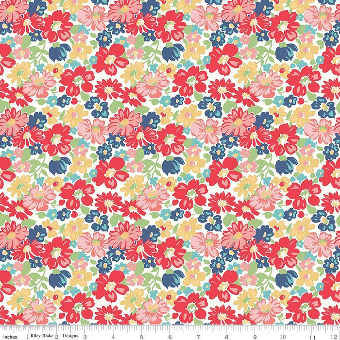 NEW! Lori Holt Vintage Happy 2 Fabric Collection - Per Yard - Vintage Happy 2 fabrics - Riley Blake - Ring Toss C9133 - PEACOCK (Aqua) - RebsFabStash