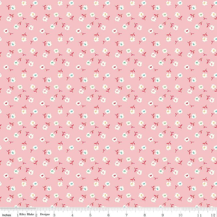NEW! Lori Holt Vintage Happy 2 Fabric Collection - Per Yard - Vintage Happy 2 fabrics - Riley Blake - Small Daisy (Pink) C9137 FROSTING - RebsFabStash