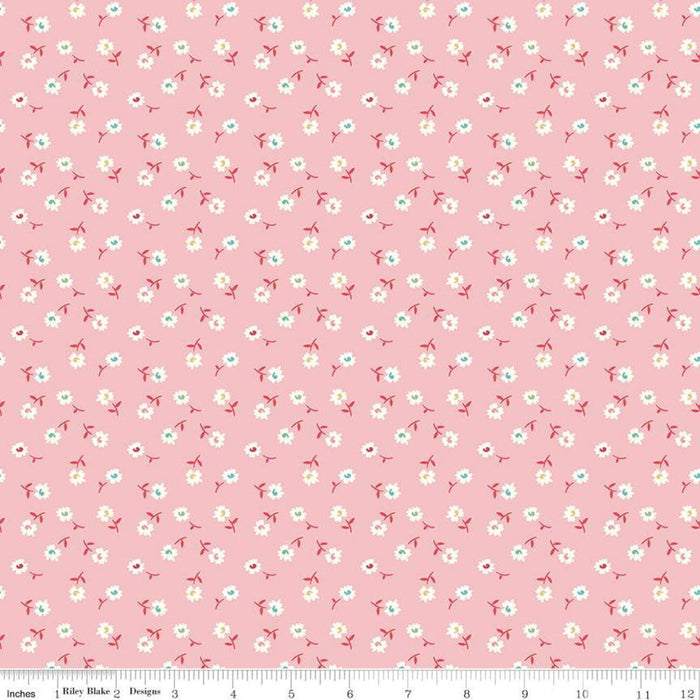 Lori Holt Vintage Happy 2 Fabric Wide Back Pink Floral Print from RebsFabStash