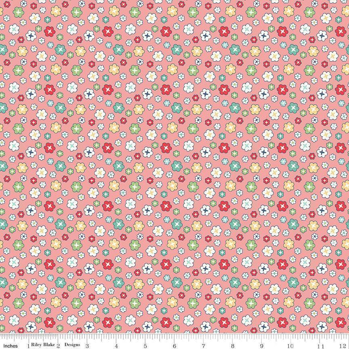 Lori Holt Vintage Happy 2 Fabric Wide Back Pink Blossom from RebsFabStash