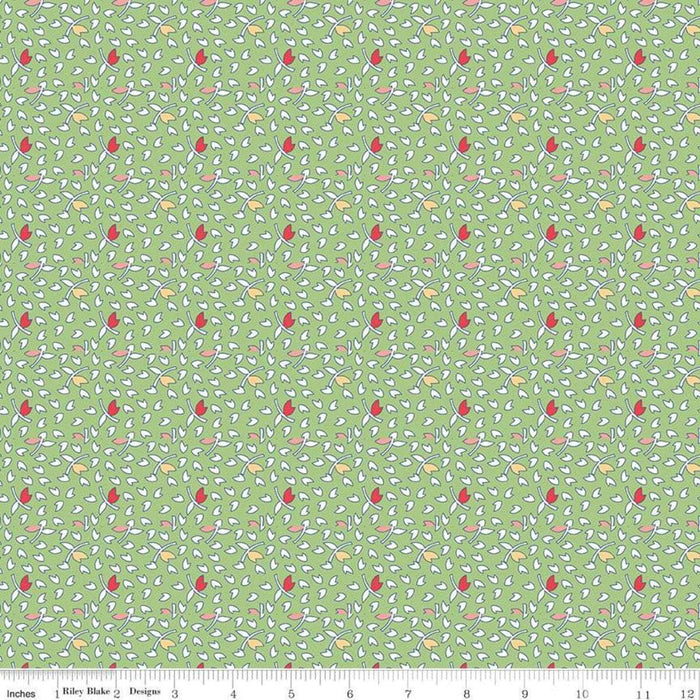 NEW! Lori Holt Vintage Happy 2 Fabric - REMNANTS -Riley Blake - WIDE BACK 108" wide Blossom on GREEN WB9136 - RebsFabStash