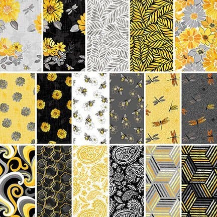 NEW! - Mellow Yellow - Floral Collage - Per Yard - Blank Quilting - Yellow - 1965-44 - RebsFabStash