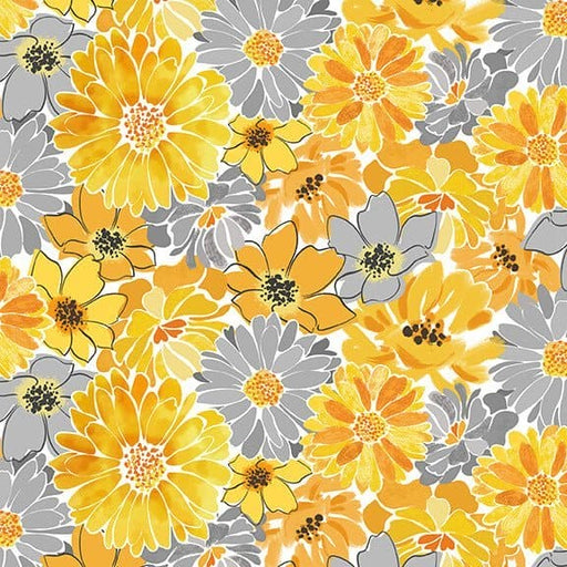 NEW! - Mellow Yellow - Floral Collage - Per Yard - Blank Quilting - Yellow - 1965-44 - RebsFabStash
