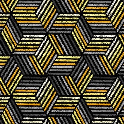 NEW! - Mellow Yellow - Geometric - Per Yard - Blank Quilting - Black - 1973-99 - RebsFabStash