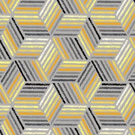 NEW! - Mellow Yellow - Geometric - Per Yard - Blank Quilting - Light Gray - 1973-90 - RebsFabStash