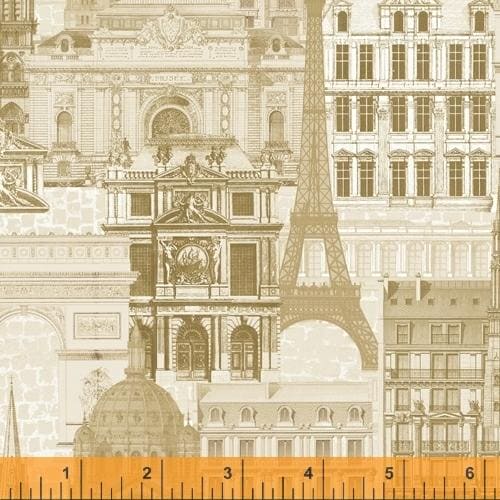 New! Merci Paris - per yard - Windham Fabrics - Whistler Studios - Parisian stamps on dusty rose - 52141-5 - RebsFabStash