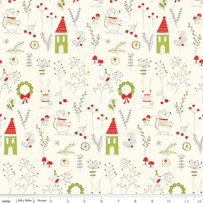 New! Merry Little Christmas - Candy Red - by the yard - Sandy Gervais - Riley Blake - Fun cute holiday design - C9642-RED - RebsFabStash