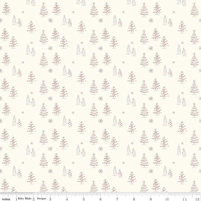 New! Merry Little Christmas - Trees Black - by the yard - Sandy Gervais - Riley Blake - Fun cute holiday design - C9641-BLACK - RebsFabStash