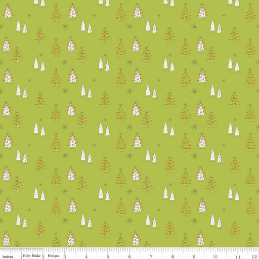 New! Merry Little Christmas - Trees Green - by the yard - Sandy Gervais - Riley Blake - Fun cute holiday design - C9641-GREEN - RebsFabStash