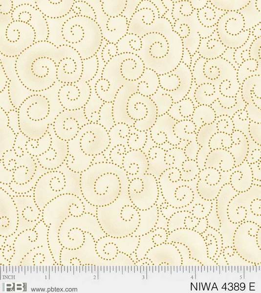 New! NIWA Panel - Per PANEL- by P&B Textiles - Gold Metallic, Floral, Butterflies, Swirls - 25" x 44" panel - 4384 PA - RebsFabStash