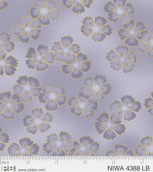 New! NIWA Small Floral - Per Yard - by P&B Textiles - Gold Metallic, Flowers, Tonal, Blender - 4388 - LP - Light Pink - RebsFabStash