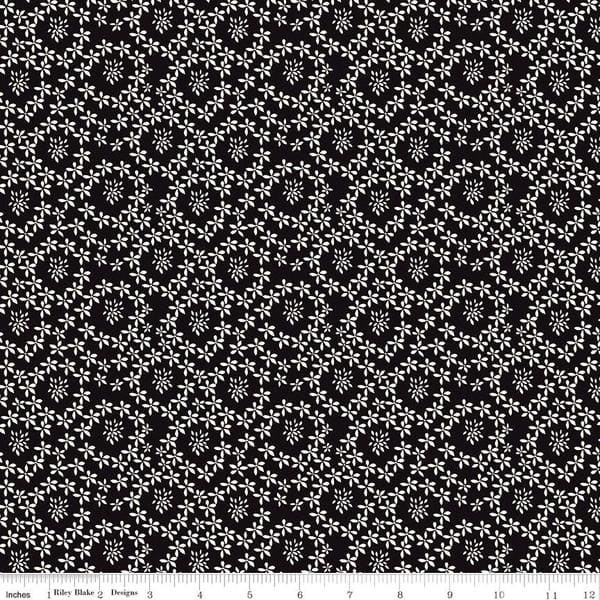 Black Flower Print Oh Happy Day! Fabric by Sandy Gervais Riley Blake Design at RebsFabStash