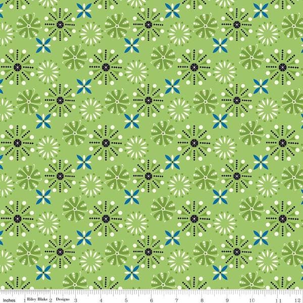 Oh Happy Day! Green Flower Print by Sandy Gervais Riley Blake Design at RebsFabStash