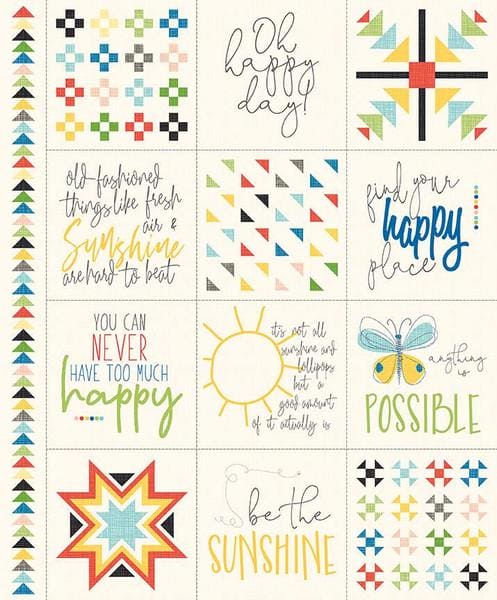 Oh Happy Day! by Sandy Gervais Riley Blake Design Flowers, stars, suns, sayings at RebsFabStash