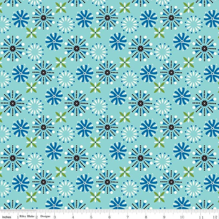 Oh Happy Day! Blue Flower Print by Sandy Gervais Riley Blake Design at RebsFabStash