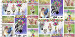 New! Party Animals - Per PANEL - 22" x 43" panel - by Connie Haley - 3 Wishes - Digital Print! - Linear Panel - Silly animals, bright, fun! - RebsFabStash