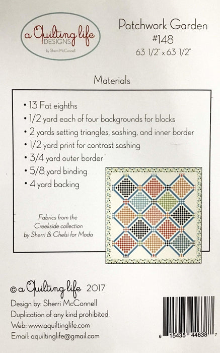 New! Patchwork Garden - Quilt Pattern by A Quilting Life Designs - Sherri McConnell #148 - RebsFabStash
