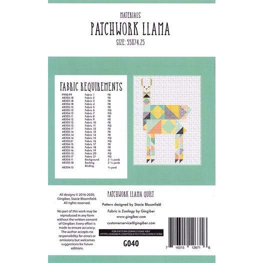 New! Patchwork Llama - Quilt PATTERN - designed by Stacie Bloomfield - Gingiber - features Zoology fabric by Gingiber - RebsFabStash