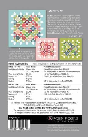 New! Picket - quilt pattern designed by Robin Pickens - uses Painted Meadow fabric from Moda - Layer cake friendly - RebsFabStash