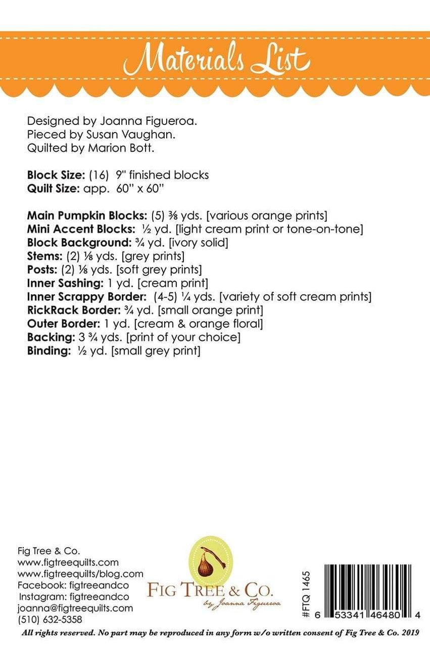 Pumpkins & Cream by Fig Tree & Co. - Quilt Pattern - by Joanna Figuero ...