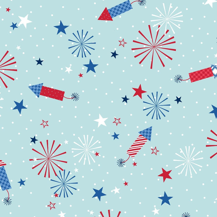 Red, White, & Bloom Fireworks Print by Kimberbell for Maywood Studio at RebsFabStash