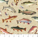 Rod and Reel - Assorted Fish on Linen - By the Yard - by Deborah Edwards for Northcott - Beige - RebsFabStash