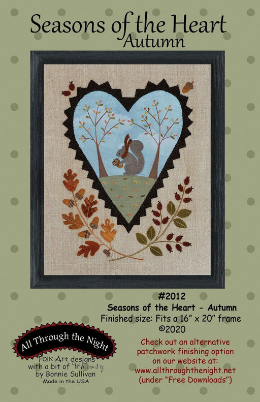 New! Seasons of the Heart - Autumn - Wall hanging Quilt PATTERN - Bonnie Sullivan - Flannel or Wool Applique - AUTUMN #2012 - RebsFabStash
