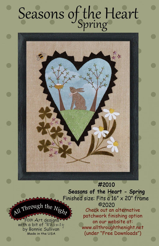 New! Seasons of the Heart - Spring - Wall hanging Quilt PATTERN - Bonnie Sullivan - Flannel or Wool Applique - SPRING #2010 - RebsFabStash