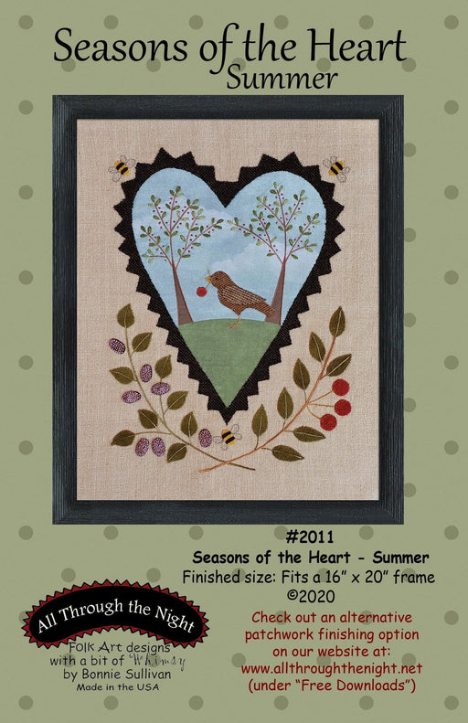 New! Seasons of the Heart - Summer - Wall hanging Quilt PATTERN - Bonnie Sullivan - Flannel or Wool Applique - SUMMER #2011 - RebsFabStash