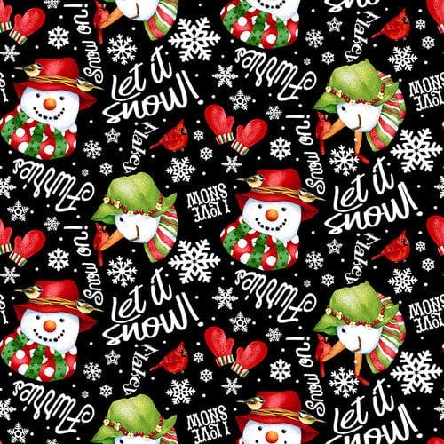 NEW! Snow Bird 2-ply FLANNEL - per yard - Barb Tourtillotte for Henry Glass - Chickadees - F9124-88 Red - RebsFabStash