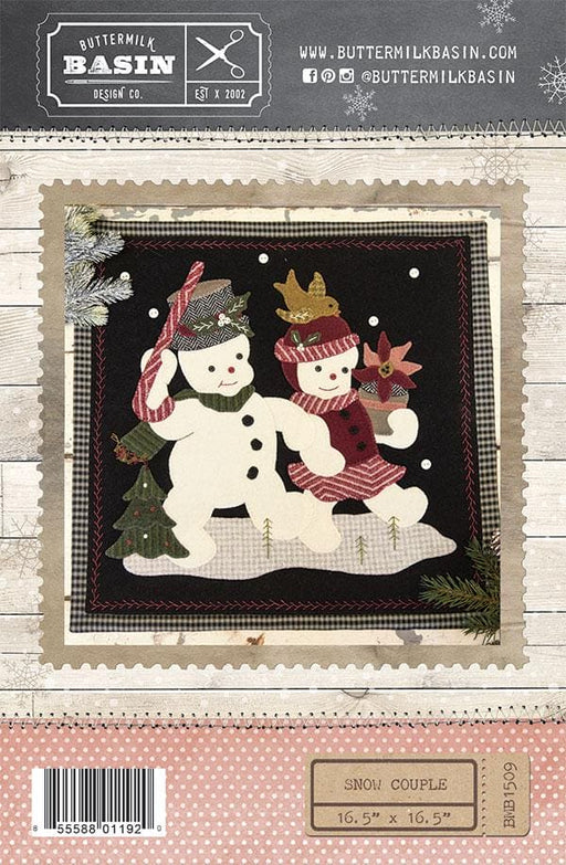 New! Snow Couple - Primitive wool applique quilt pattern - Buttermilk Basin - Wool - Wall Hanging - RebsFabStash
