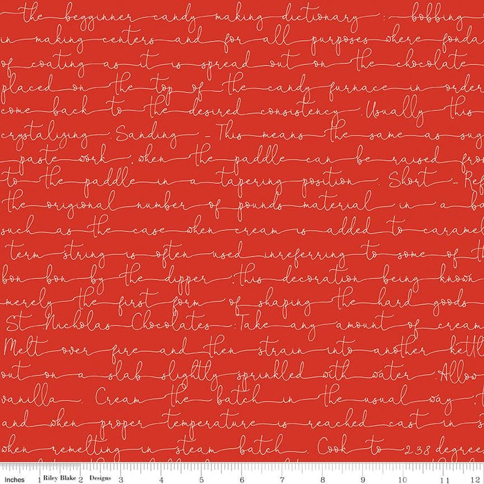 NEW! Snow Sweet - per yard - by Janet Wecker Frisch - Riley Blake Designs - Candy Making Text Red - C9669-RED - RebsFabStash