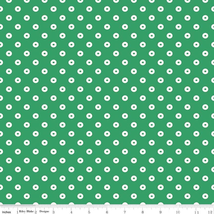 NEW! Sugarhouse Park - per yard - Riley Blake Designs - by Amy Smart - Green Dot - White dots on Green - C 8897 - Green - RebsFabStash