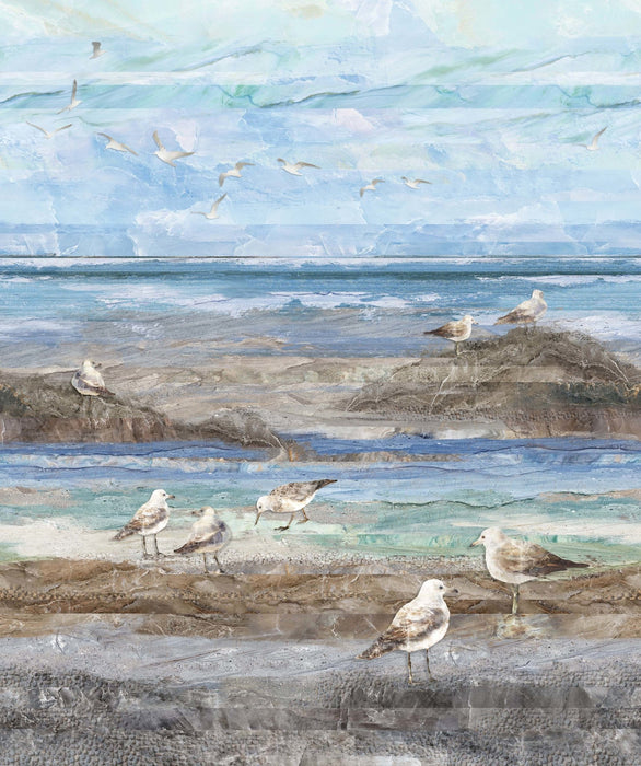 Swept Away - By Deborah Edwards and Melanie Samra for Northcott - Digital Print - Gulls on the Beach - RebsFabStash