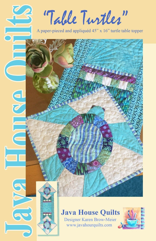 New! "Table Turtles" - PATTERN - designed by Karen Brow-Meier for Java House Quilts - Turtle Table Topper - RebsFabStash