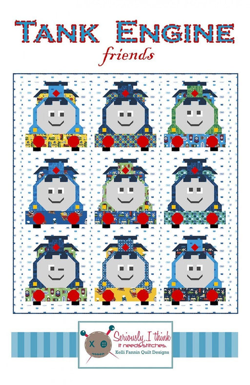 New! Tank Engine Friends - Quilt PATTERN - by Kelli Fannin Quilt Designs of Seriously..I think it needs stitches - 58" x 62" - RebsFabStash