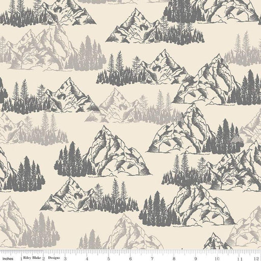 New! Timberland - per yard - for Riley Blake Designs - Outdoors - Wildlife - Mountains Cream - RebsFabStash