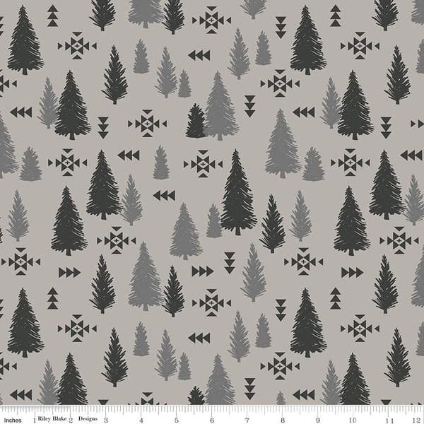 New! Timberland - per yard - for Riley Blake Designs - Outdoors - Wildlife - Mountains - Main Light Gray - RebsFabStash