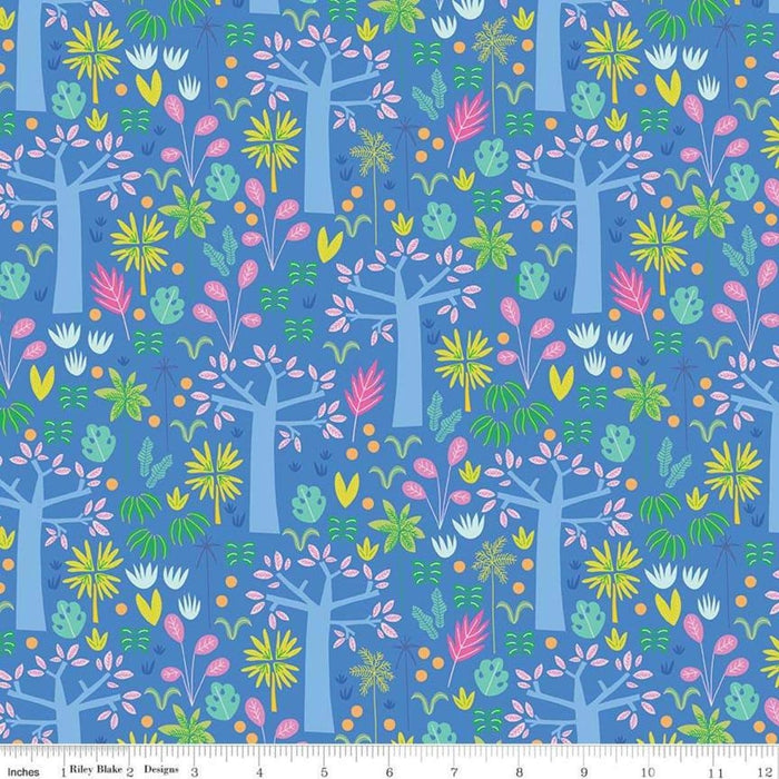 NEW!! Under the Canopy by Citrus & Mint Designs- per yard - Riley Blake - Jungle Prints! MAIN PRINT on Blue C8661 - RebsFabStash