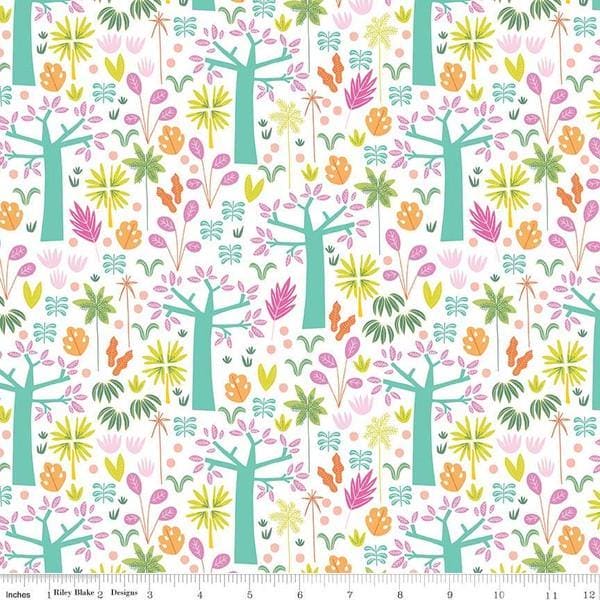 NEW!! Under the Canopy by Citrus & Mint Designs- per yard - Riley Blake - Jungle Prints! MAIN PRINT on TEAL C8661 - RebsFabStash