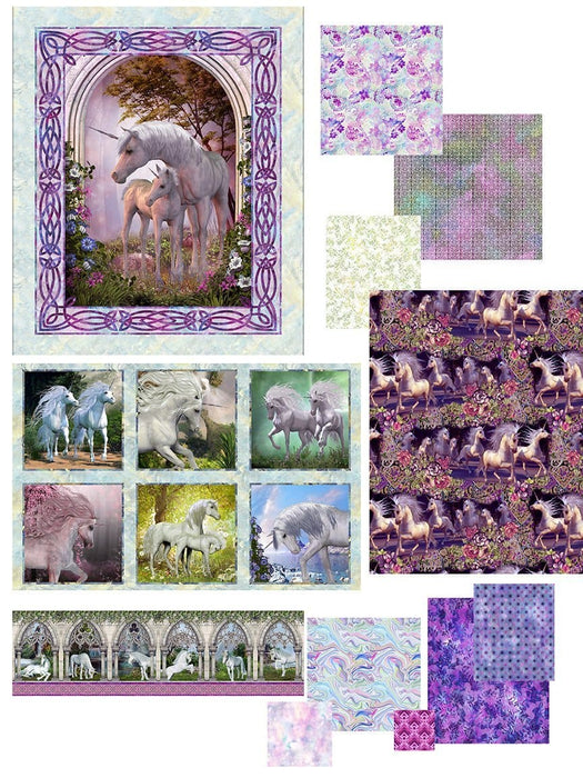 New! Unicorns - Unicorn Border - Per Yard - by In The Beginning Fabrics - Unicorns, Archways, Digital Print - Border Print - 3UN1 - RebsFabStash