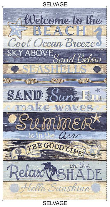 New! Welcome to the Beach - per Panel - 24"X44" - Timeless Treasures - Beach signs panel - PANEL-C8286 - RebsFabStash
