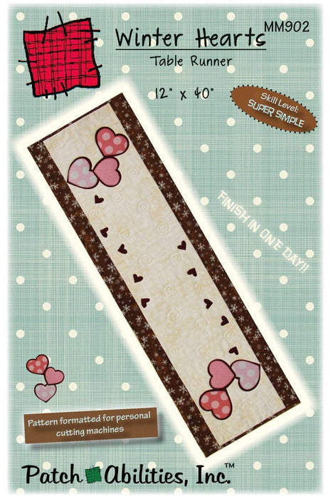 New! Winter Hearts Table Runner - Pattern - by Patch Abilities, Inc. Easy Pattern - RebsFabStash