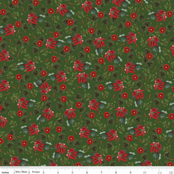 NEW! Yuletide - per yard - My Mind's Eye for Riley Blake Designs - Poinsettias - C9632-OLIVE - RebsFabStash