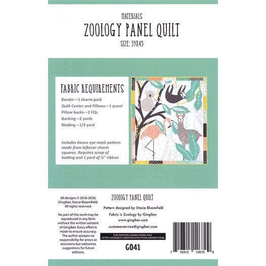 New! Zoology Panel Quilt - Quilt PATTERN - designed by Stacie Bloomfield - Gingiber - features Zoology fabric by Gingiber - RebsFabStash