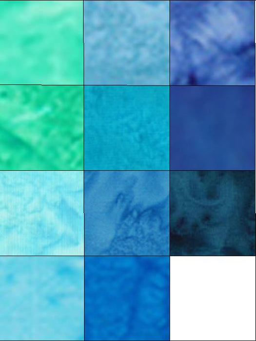Lava Solid Batik PROMO Half Yard Bundle - OCEAN- (11) 18" x 43" pieces - Anthology - Batik Basics
