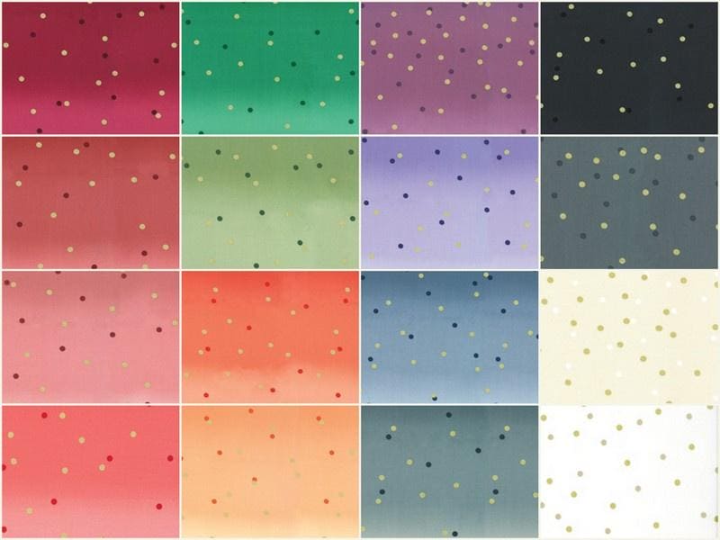 Ombre Confetti METALLIC- per yard - by Vanessa Christenson for Moda - Eggshell color with gold metallic and white dots - RebsFabStash