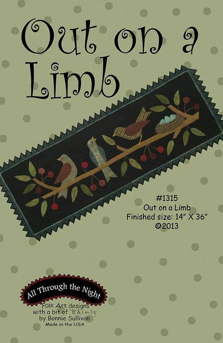 Out on a Limb - Primitive wool applique pattern - Table runner - Bonnie Sullivan - Flannel or Wool - All Through the, applique - RebsFabStash