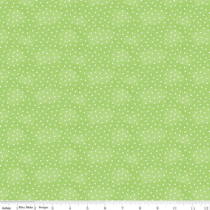 Painter's Palette - per yard - Janet Wecker Frisch- Riley Blake Designs - Green Painter's Baby Buttons - Tiny Buttons on Green C8940 - RebsFabStash